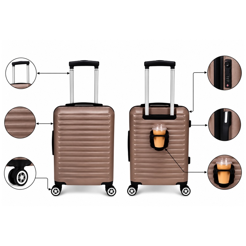 (image for) T-HC-US-1861 Rose Gold EasyJet Approved Cabin Suitcase
